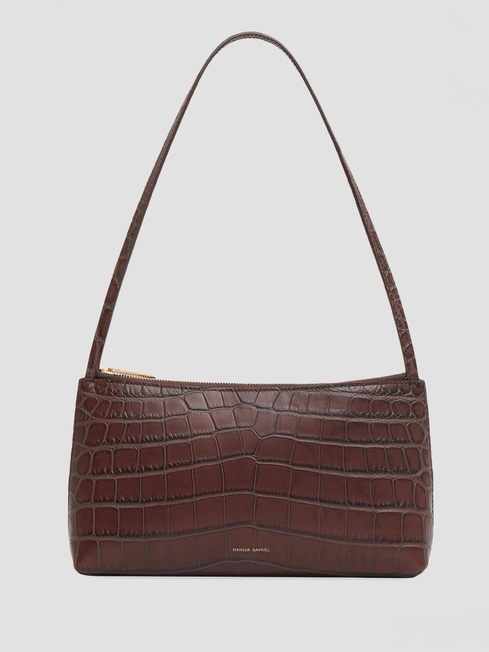 Mansur Gavriel Gaia Brown Croc Print Leather Shoulder Bag NWT